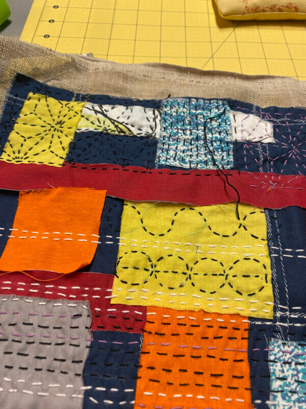 Sashiko-kirjontaa, Boro-kangas